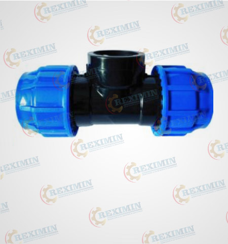 TEE HDPE COMPRESIÓN MANGUERA – R/HEMBRA PN-10
